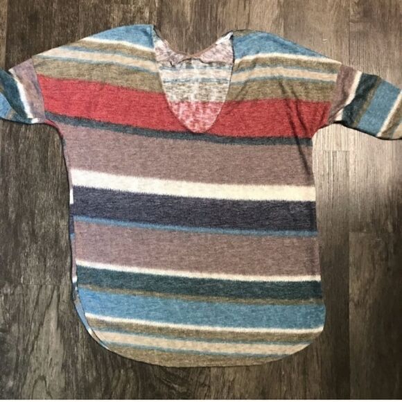 Soprano Striped V Neck Woven Sweater Tunic Sz Small - Picture 5 of 9